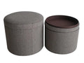 1" Gray Faux Leather Round Storage - NOVA - HOME - FURNITURE