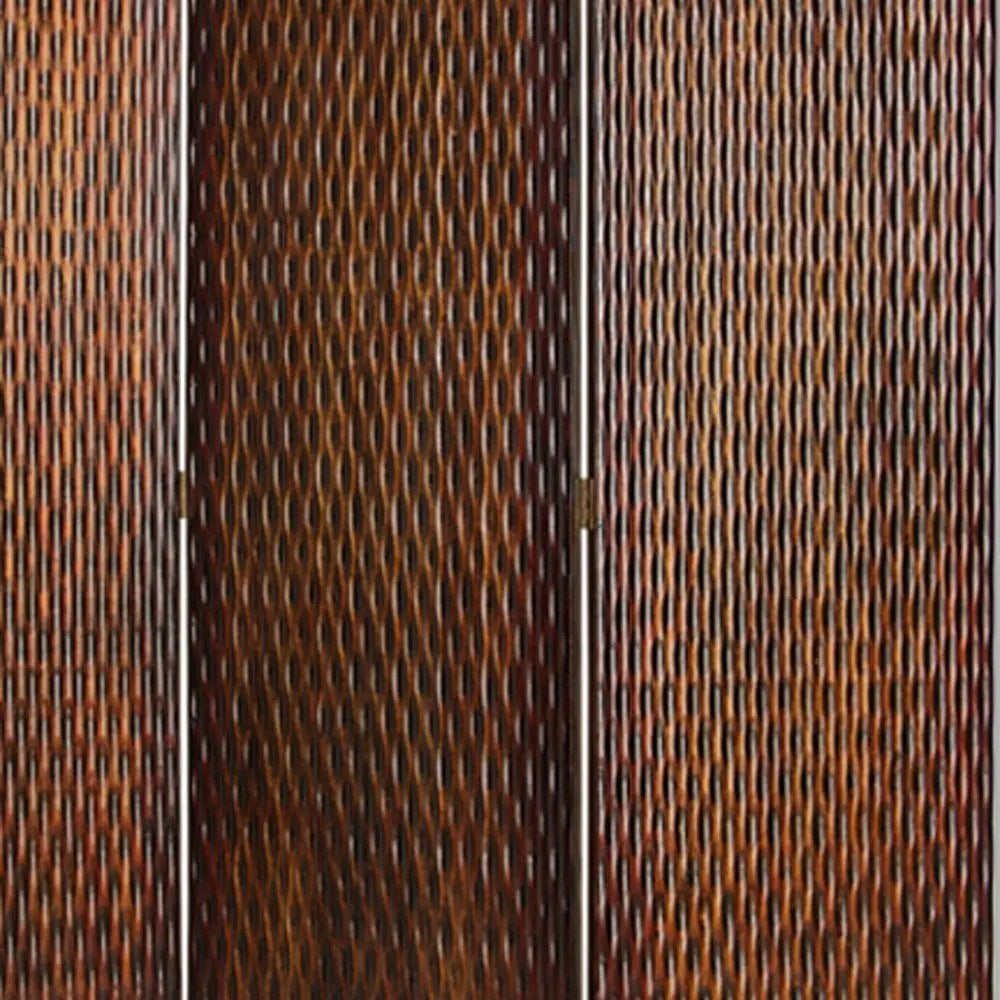 1" X 63" X 72" Brown Wood 3 Panel Screen - NOBLE HOME INTERIORS