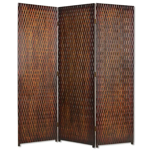 1" X 63" X 72" Brown Wood 3 Panel Screen - NOBLE HOME INTERIORS