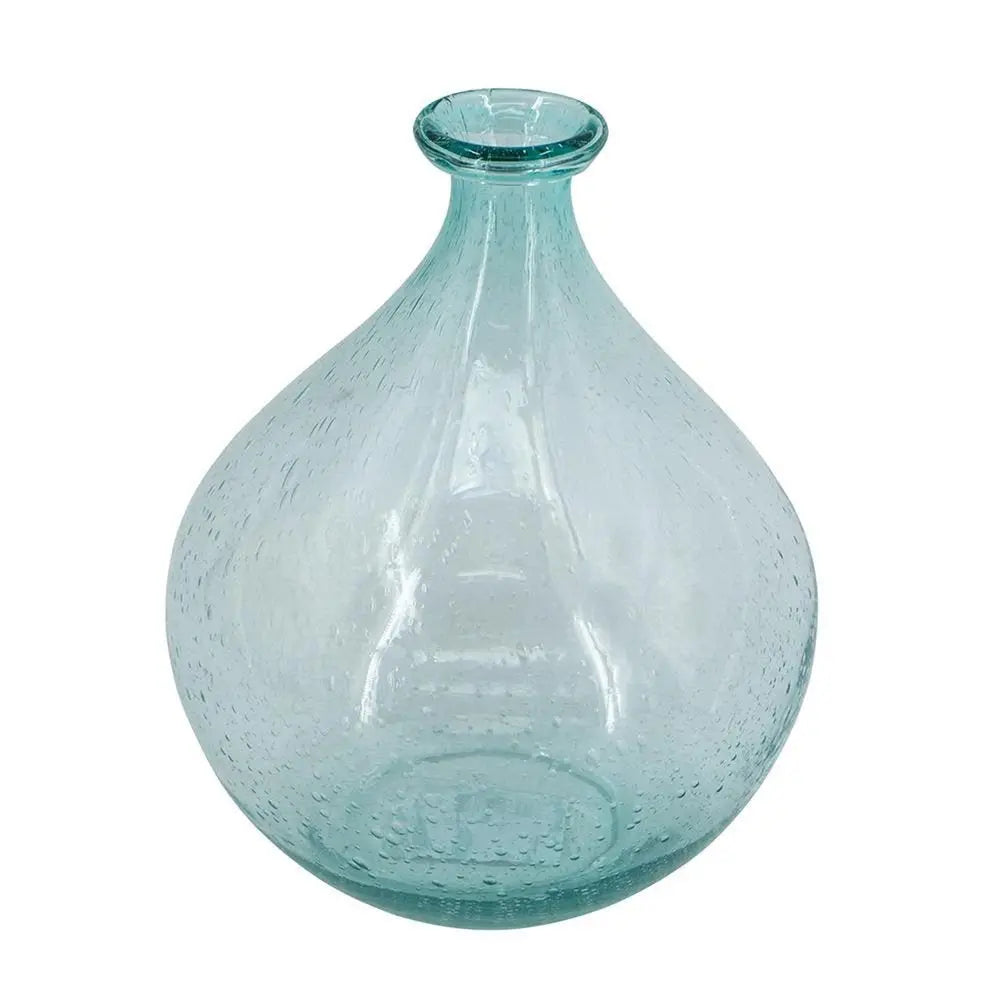 10" Aqua Bubble Glass Round Table Vase - NOBLE HOME INTERIORS