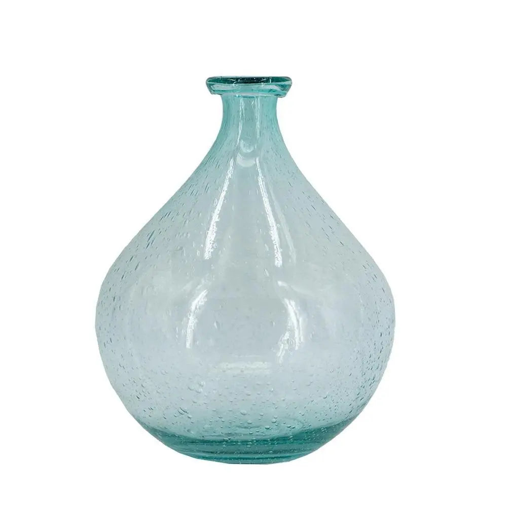 10" Aqua Bubble Glass Round Table Vase - NOBLE HOME INTERIORS