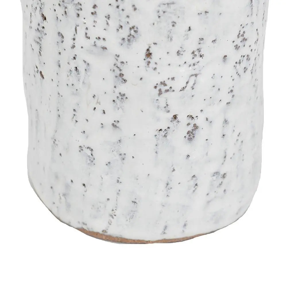 10" Beige And Ivory Cylinder Terracotta Table Vase - NOBLE HOME INTERIORS