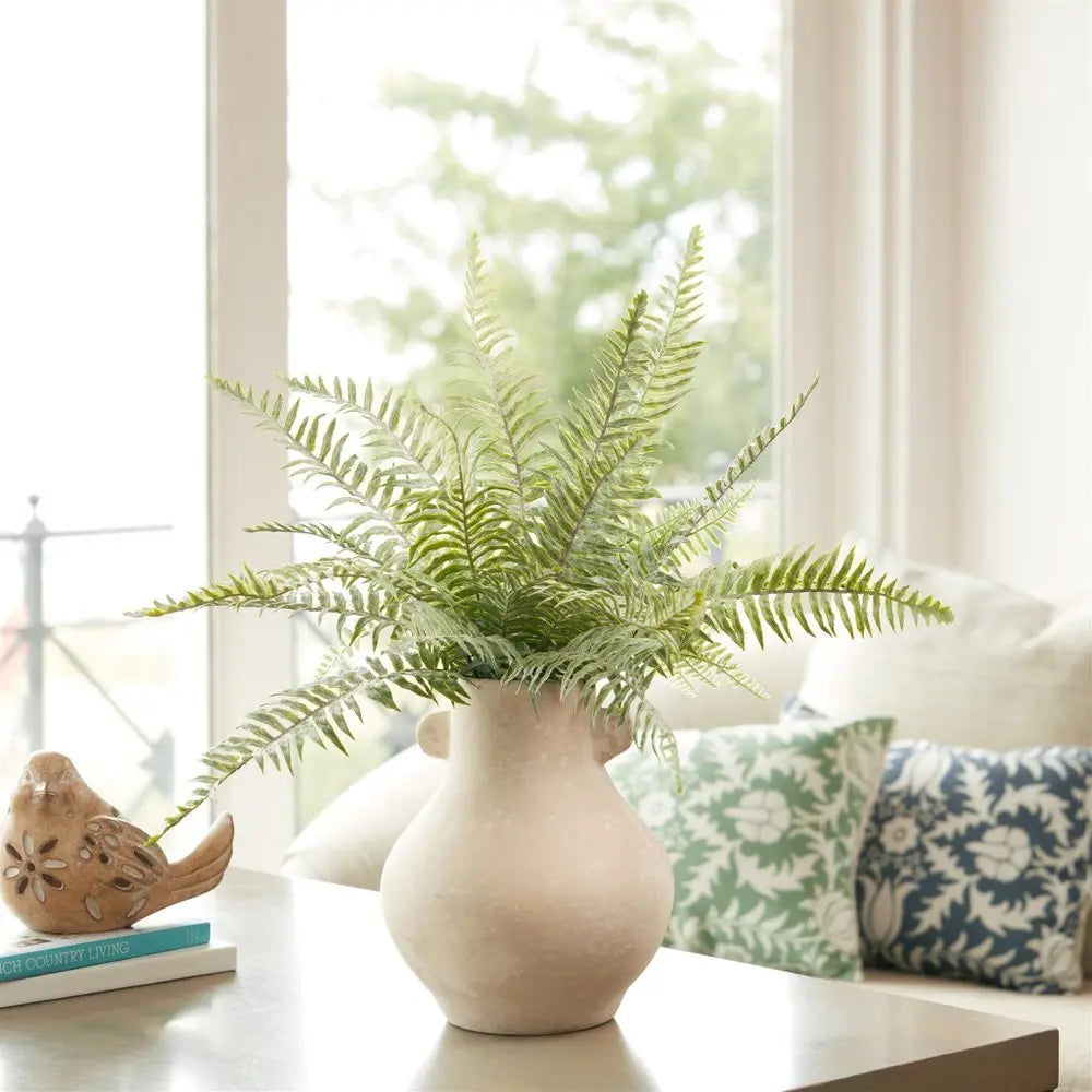 10" Beige Round Resin Urn - NOBLE HOME INTERIORS