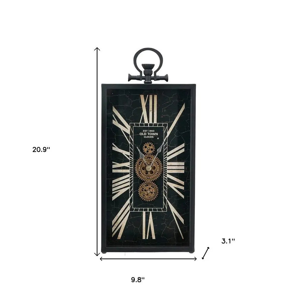 10" Black and Gold Metal and Glass Analog Vintage Style Crackle Wall Clock - NOBLE HOME INTERIORS