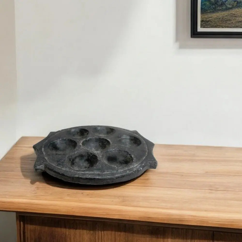 10" Black Cement Seven Tealight Round Candle Holder - NOBLE HOME INTERIORS