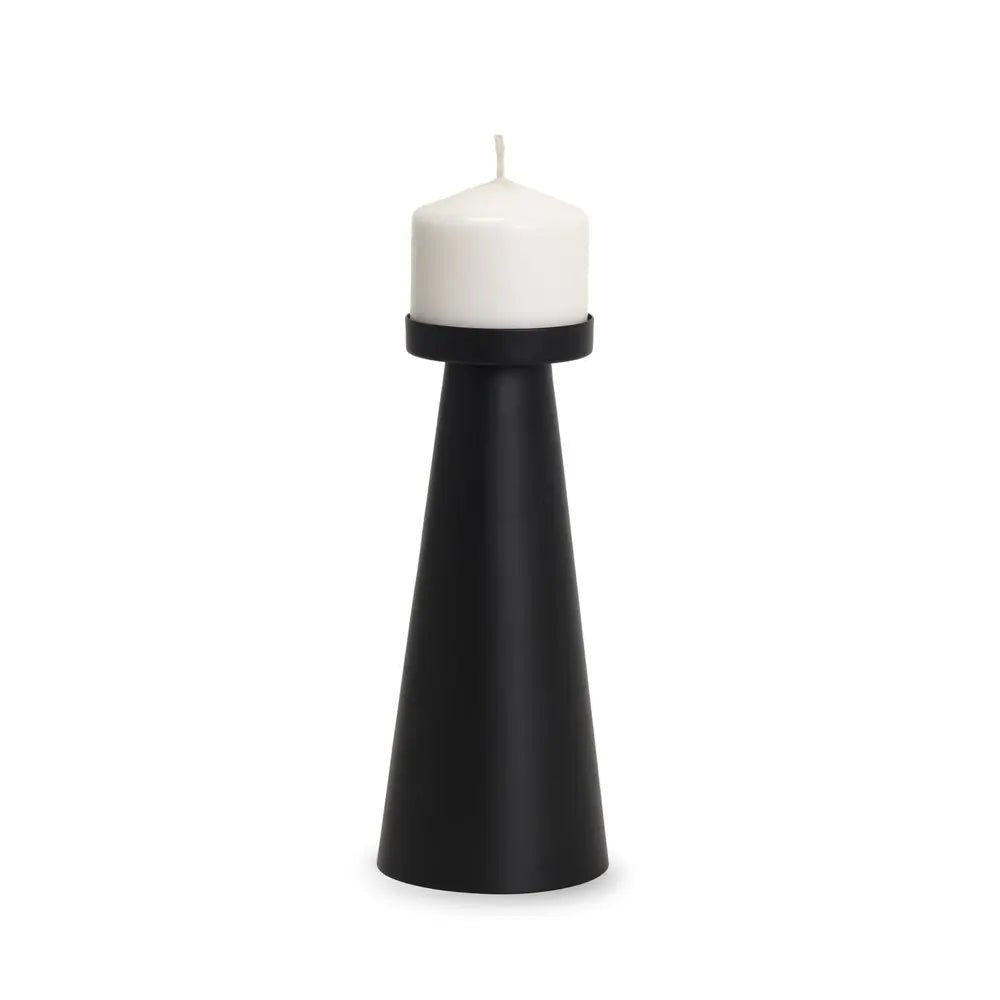10" Black Metal Tabletop Pillar Candle Holder - NOBLE HOME INTERIORS