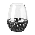 10" Black Woven Metal And Glass Tabletop Hurricane Candle Holder - NOBLE HOME INTERIORS