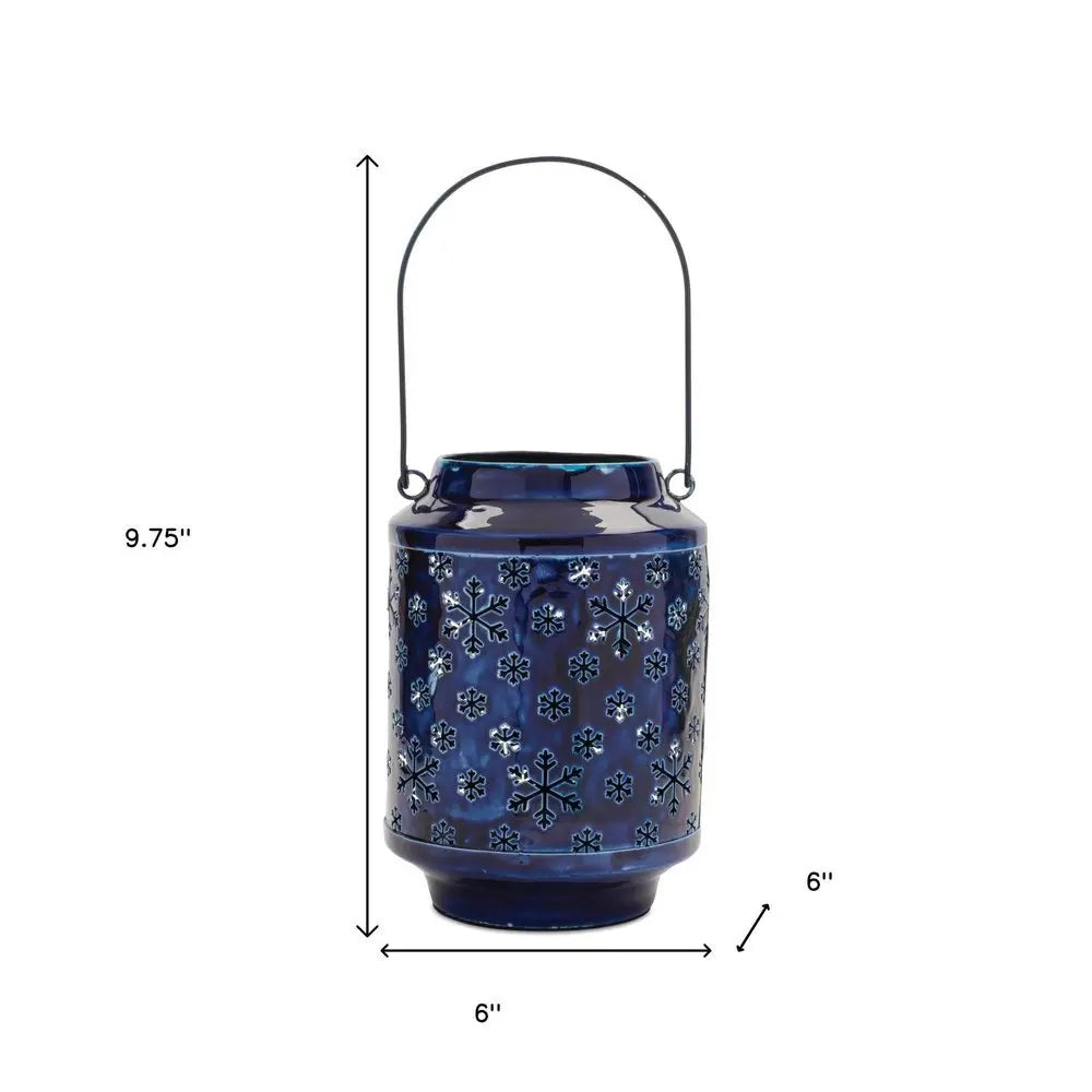 10" Blue Abstract Iron Tabletop Pillar Candle Holder - NOVA HOME FURNITURE