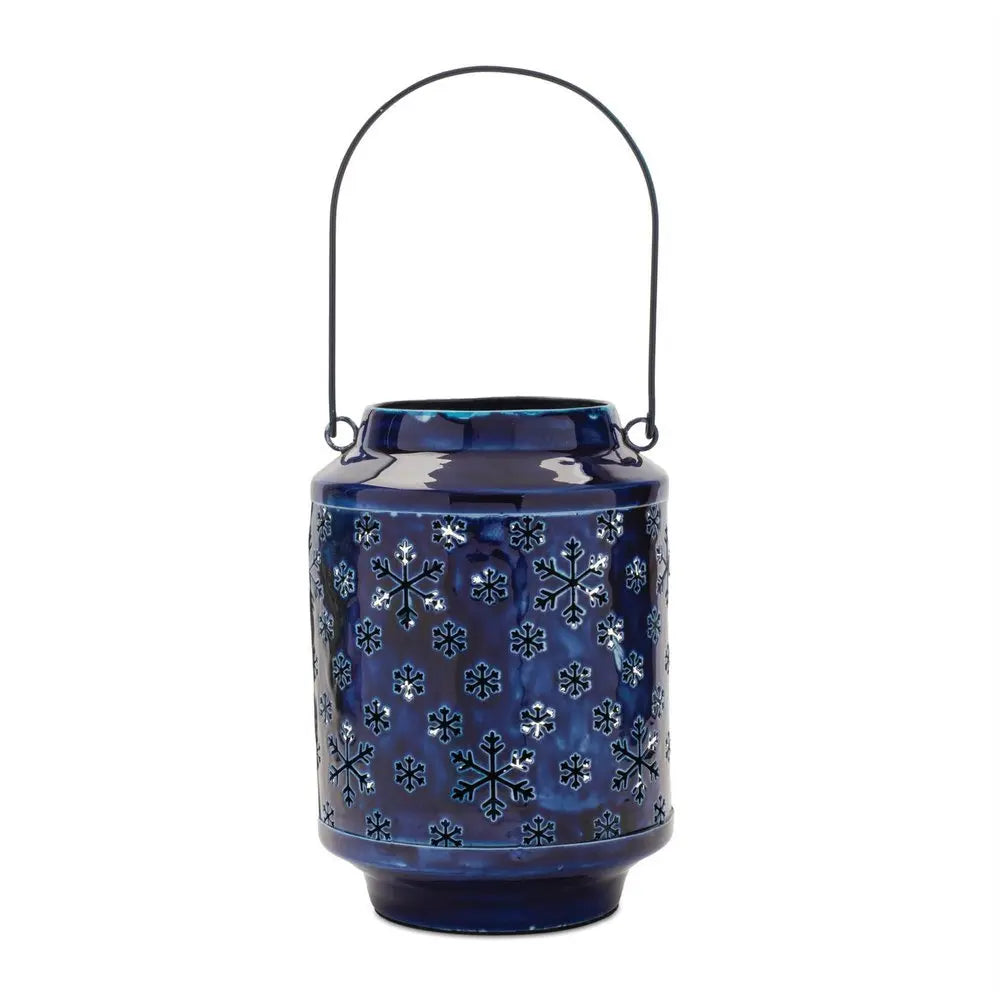 10" Blue Abstract Iron Tabletop Pillar Candle Holder - NOVA HOME FURNITURE