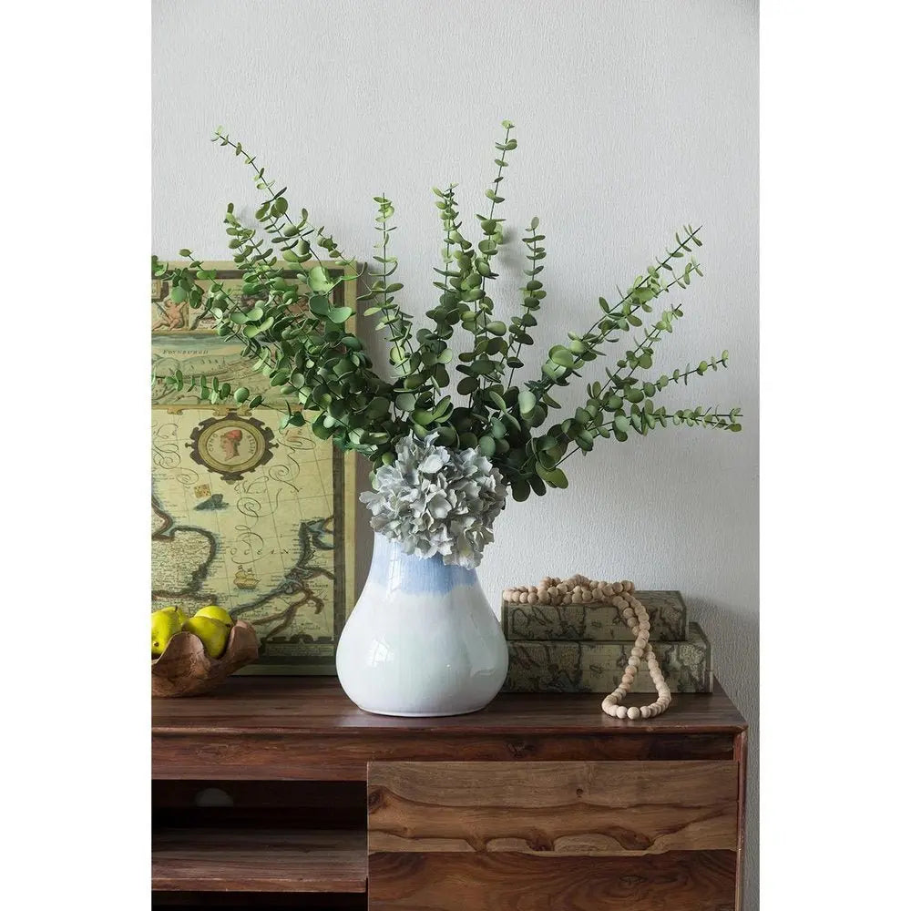 10" Blue Green Sand And Gray Ombre Round Ceramic Table Vase - NOBLE HOME INTERIORS