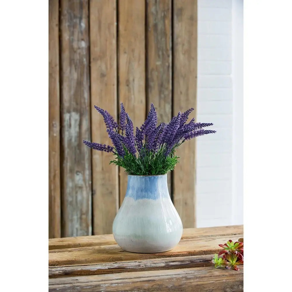 10" Blue Green Sand And Gray Ombre Round Ceramic Table Vase - NOBLE HOME INTERIORS