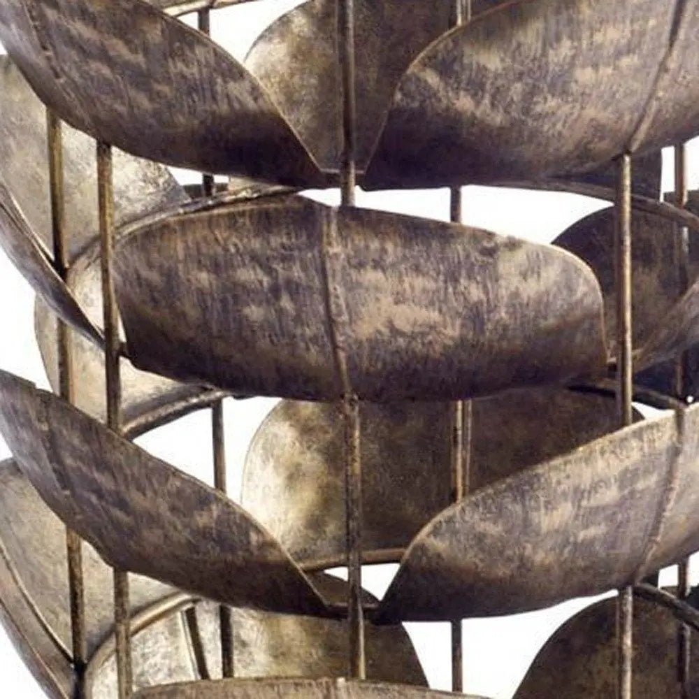 10" Bronze Distressed Botanical Leaf Metal Tabletop Hurricane Candle Holder - NOBLE HOME INTERIORS