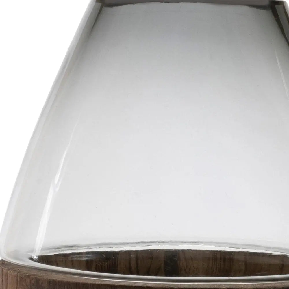 10" Brown And Gray Round Glass Table Vase - NOBLE HOME INTERIORS