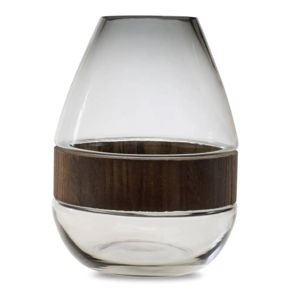 10" Brown And Gray Round Glass Table Vase - NOBLE HOME INTERIORS