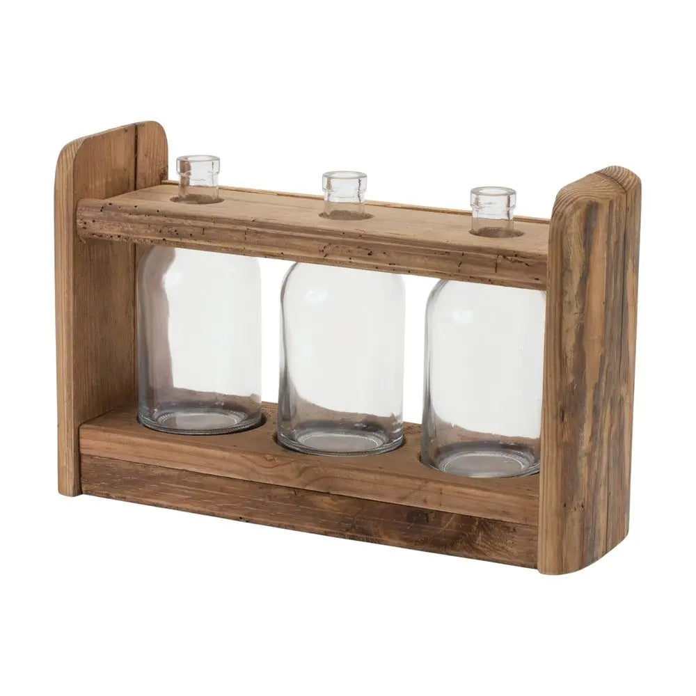 10" Brown Round Wood Table Vase - NOBLE HOME INTERIORS