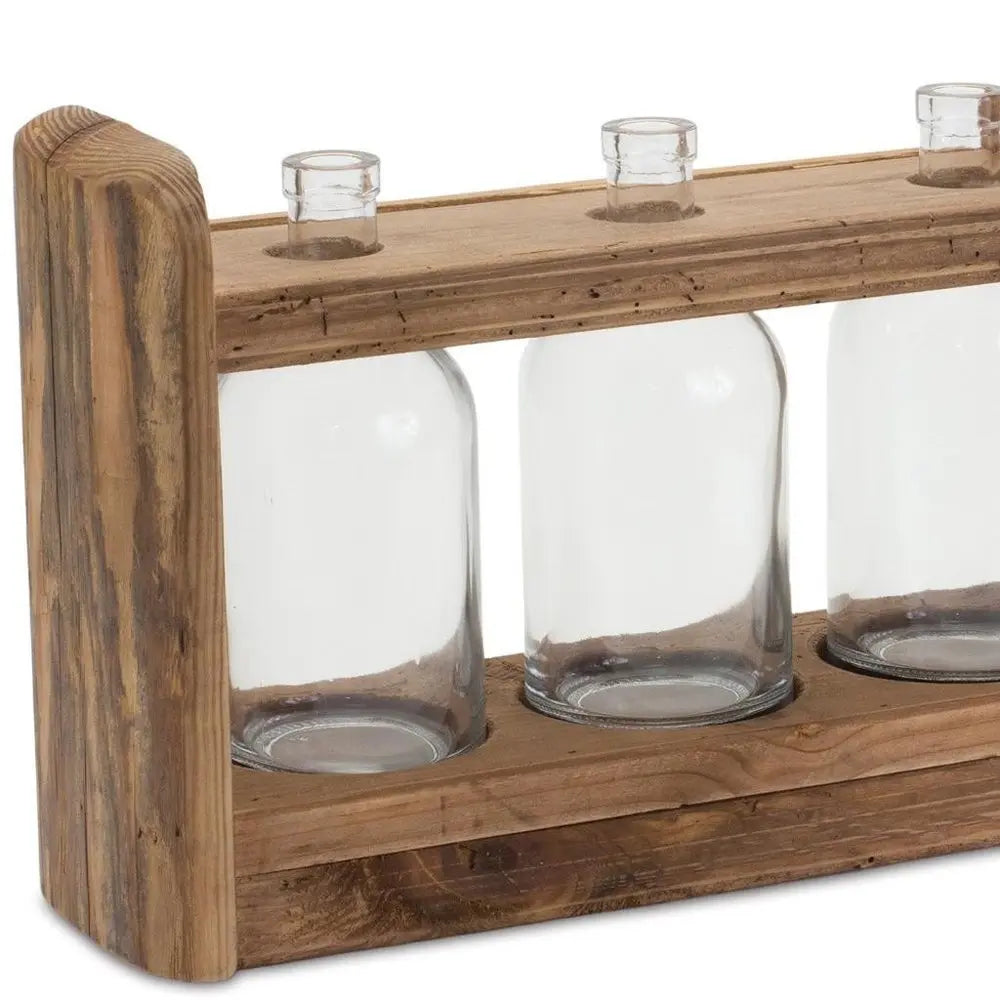 10" Brown Round Wood Table Vase - NOBLE HOME INTERIORS