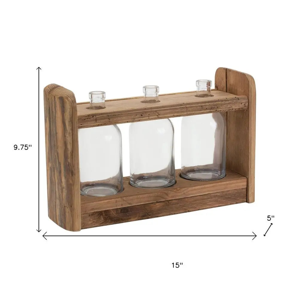 10" Brown Round Wood Table Vase - NOBLE HOME INTERIORS