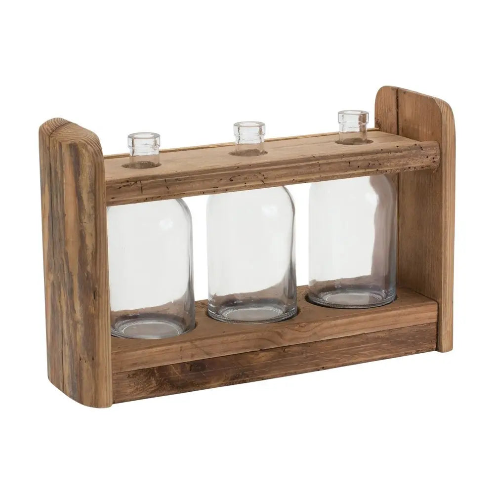 10" Brown Round Wood Table Vase - NOBLE HOME INTERIORS