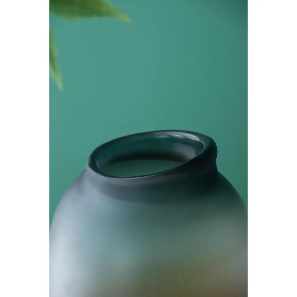 10" Charcoal And Orange Ombre Round Glass Table Vase - NOBLE HOME INTERIORS