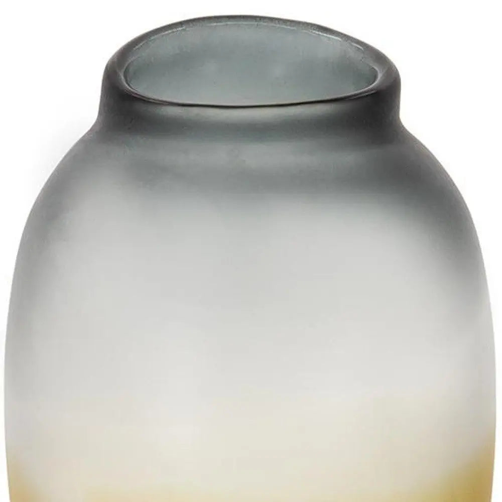 10" Charcoal And Orange Ombre Round Glass Table Vase - NOBLE HOME INTERIORS