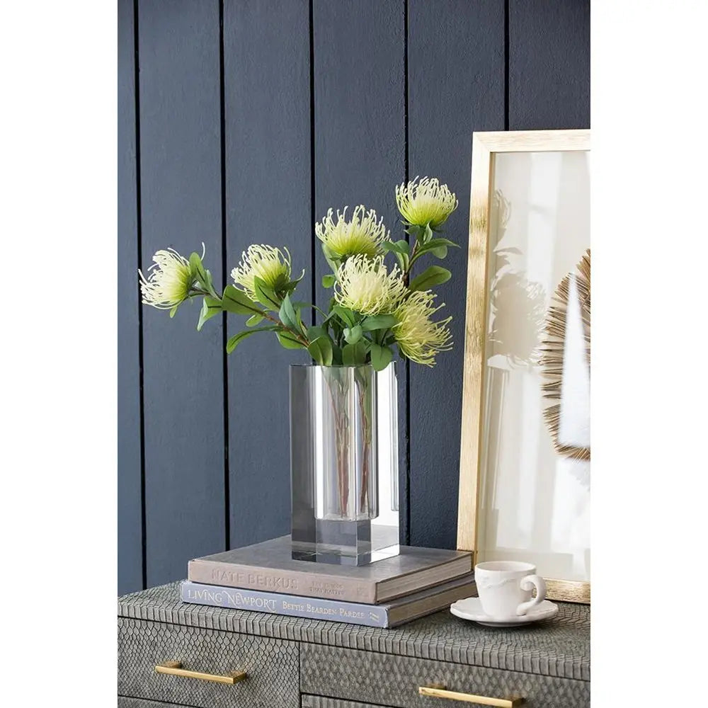 10" Clear Square Glass Table Vase - NOBLE HOME INTERIORS