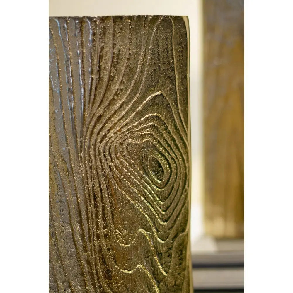 10" Gold Aluminum Oval Faux Wood Table Vase - NOBLE HOME INTERIORS