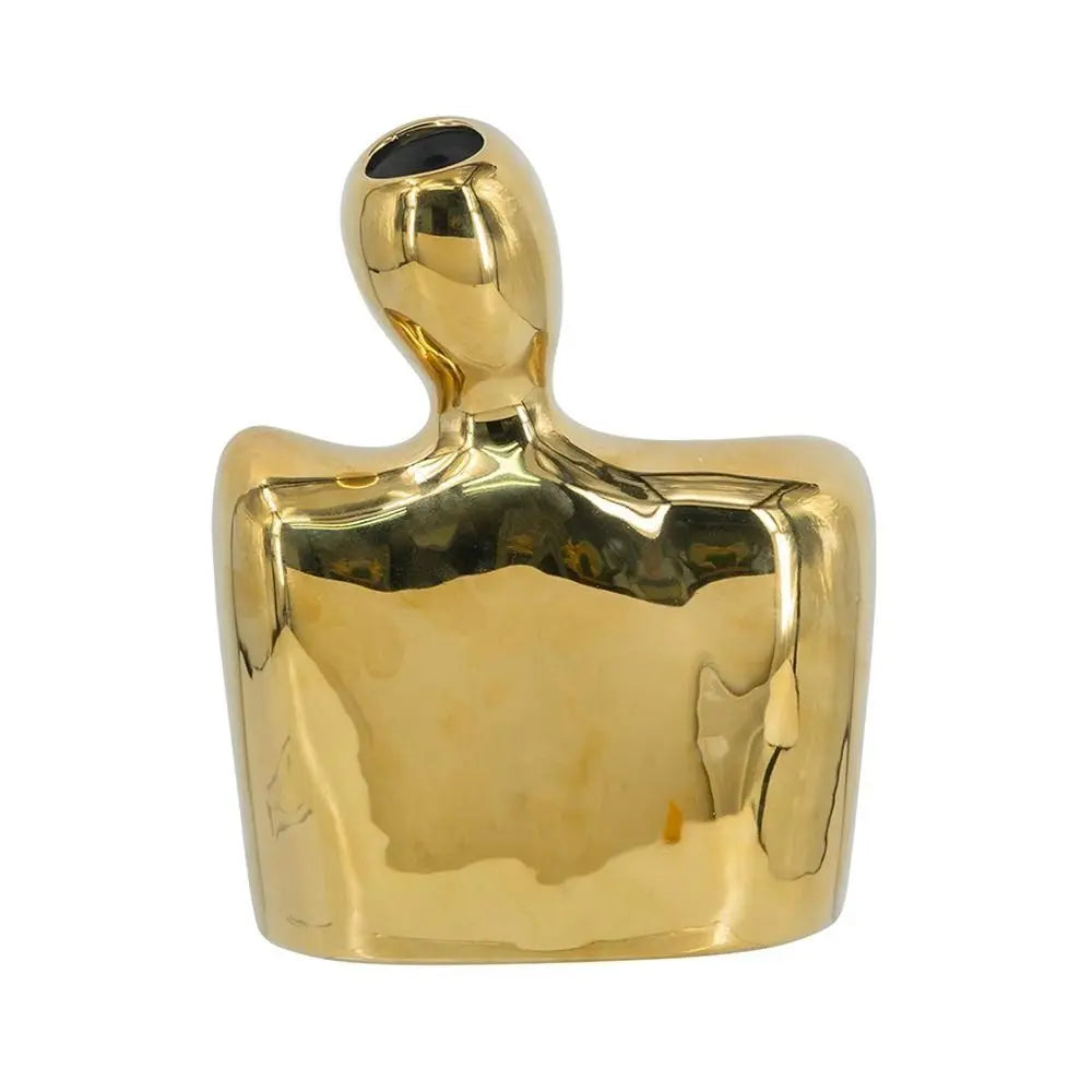 10" Gold Ceramic Table Vase - NOBLE HOME INTERIORS