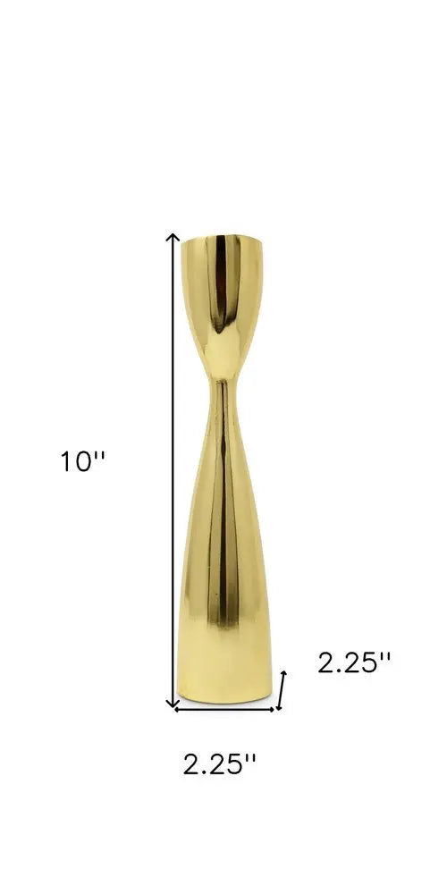 10" Gold Stainless Steel Tabletop Taper Candlestick - NOBLE HOME INTERIORS