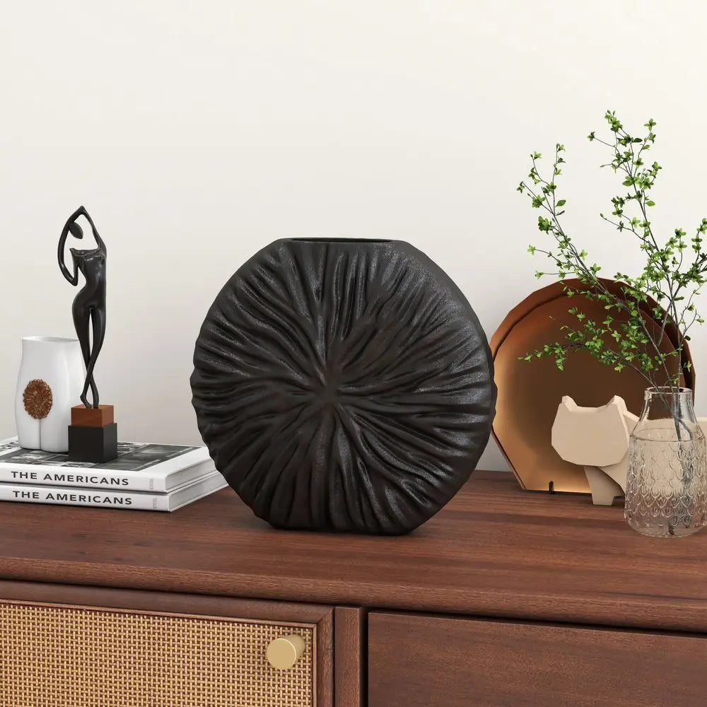 10" Gray Abstract Aluminum Table Vase - NOBLE HOME INTERIORS