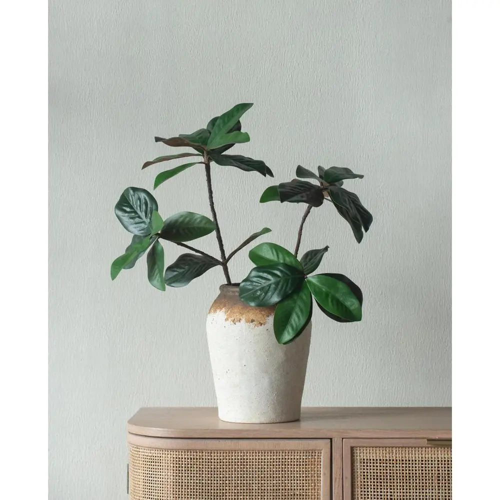 10" Ivory and Brown Ceramic Round Jug Vase - NOBLE HOME INTERIORS