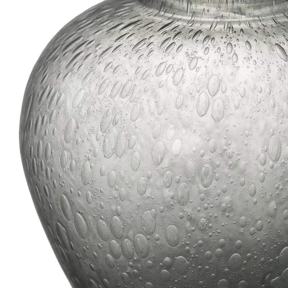 10" Light Gray Bubble Glass Round Table Vase - NOBLE HOME INTERIORS