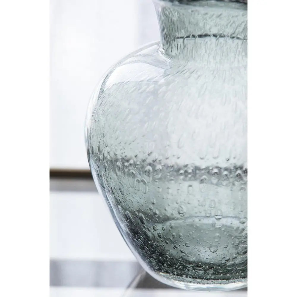 10" Light Gray Bubble Glass Round Table Vase - NOBLE HOME INTERIORS