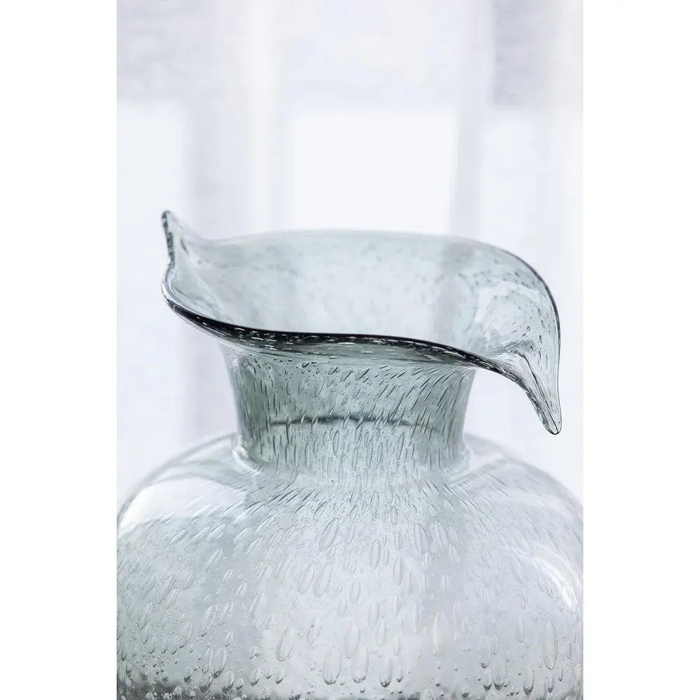 10" Light Gray Bubble Glass Round Table Vase - NOBLE HOME INTERIORS