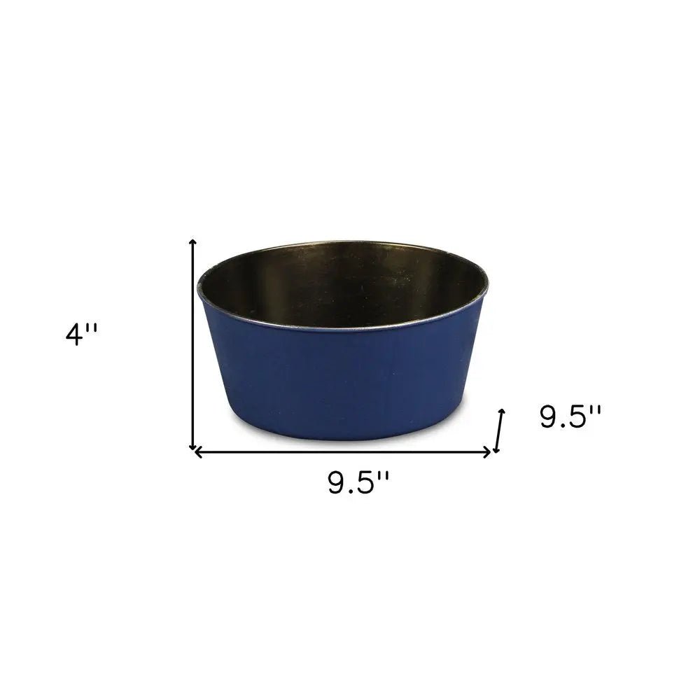 10" Navy Blue Recycled Plastic Indoor Outdoor Round Pot Planter - NOBLE HOME INTERIORS