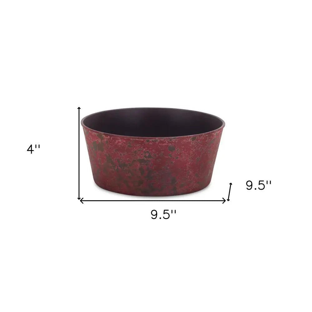 10" Red Recycled Plastic Indoor Outdoor Round Pot Planter - NOBLE HOME INTERIORS