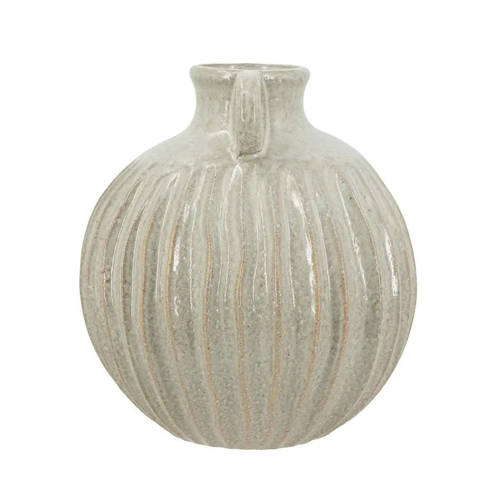 10" Sage And Gray Round With Handles Ceramic Table Vase - NOBLE HOME INTERIORS