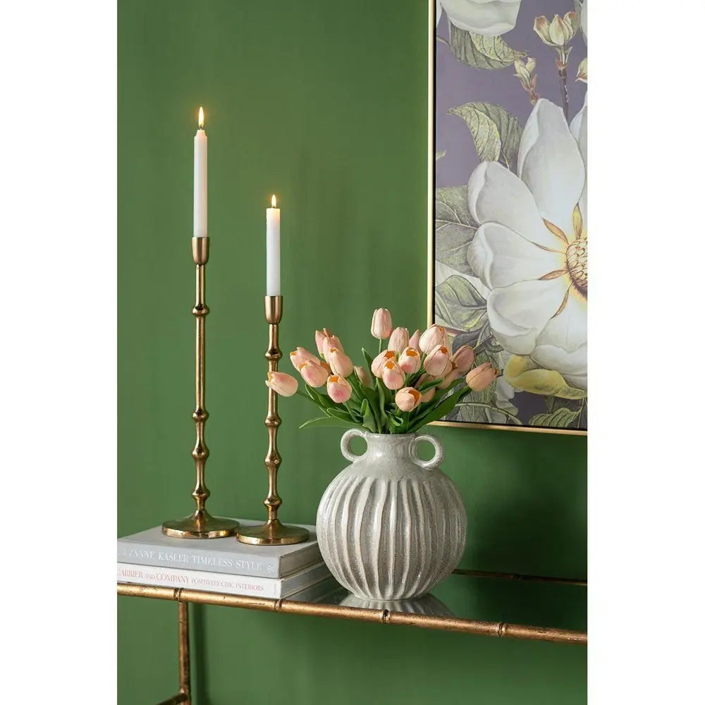 10" Sage And Gray Round With Handles Ceramic Table Vase - NOBLE HOME INTERIORS