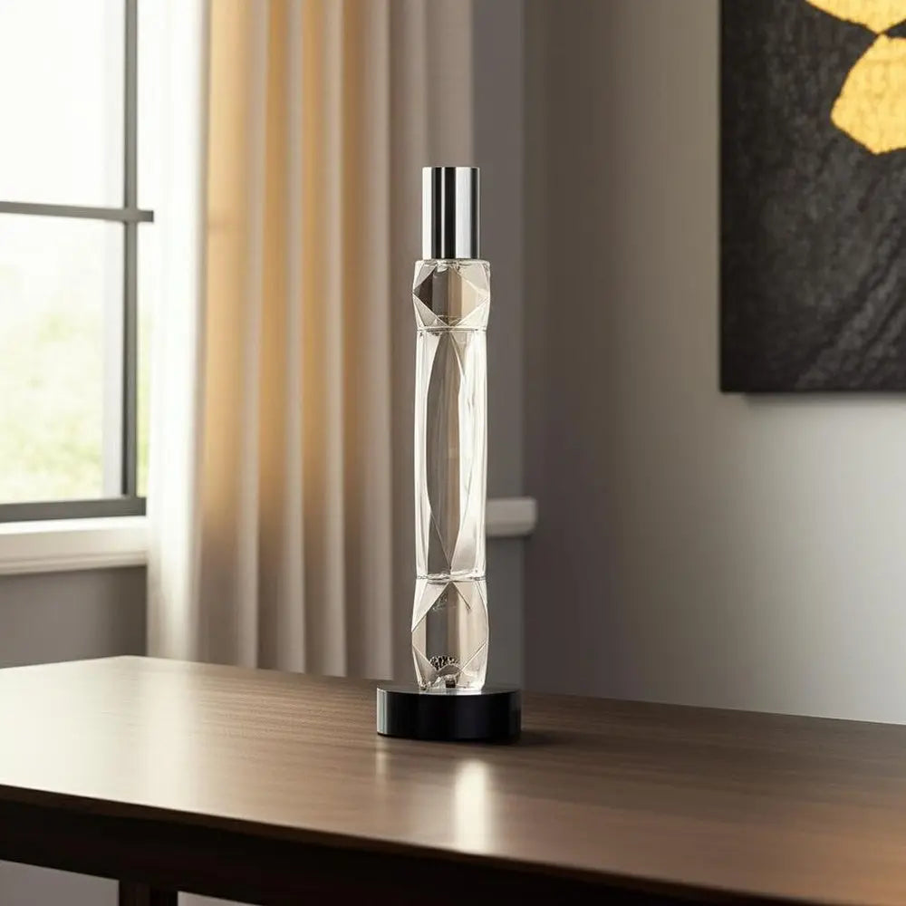 10" Silver Clear And Black Faceted Crystal Tabletop Taper Candlestick - NOBLE HOME INTERIORS