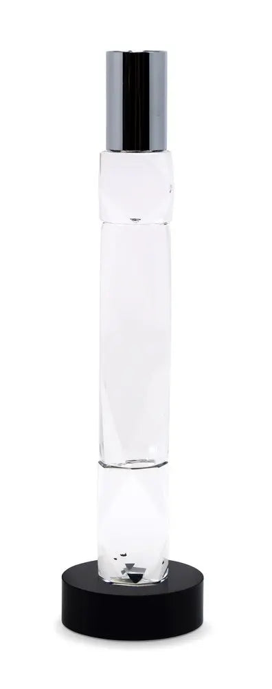 10" Silver Clear And Black Faceted Crystal Tabletop Taper Candlestick - NOBLE HOME INTERIORS