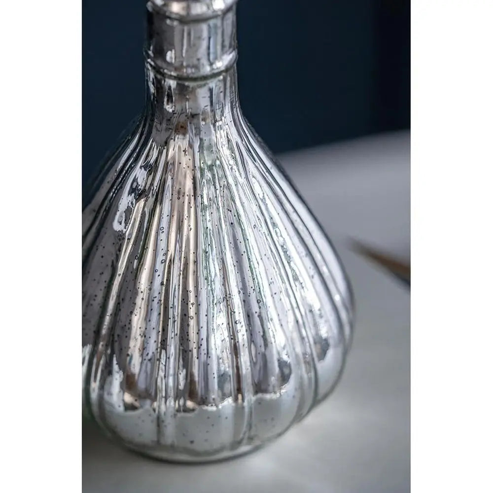 10" Silver Round Glass Table Vase - NOBLE HOME INTERIORS