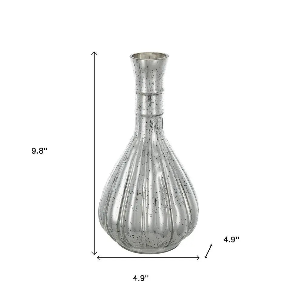 10" Silver Round Glass Table Vase - NOBLE HOME INTERIORS