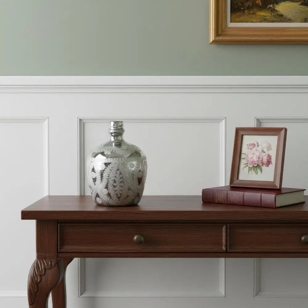 10" Silver Speckle Glass Table Vase - NOBLE HOME INTERIORS