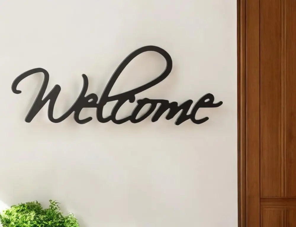 10" X 27" Black Welcome Wall Decor - NOBLE HOME INTERIORS