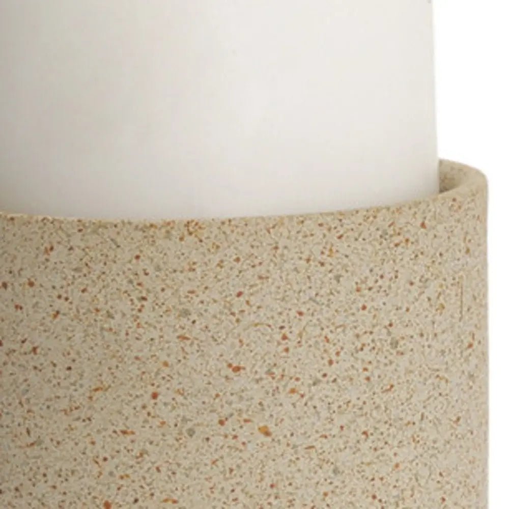 11" Beige Metal Tabletop Pillar Candle Holder - NOBLE HOME INTERIORS