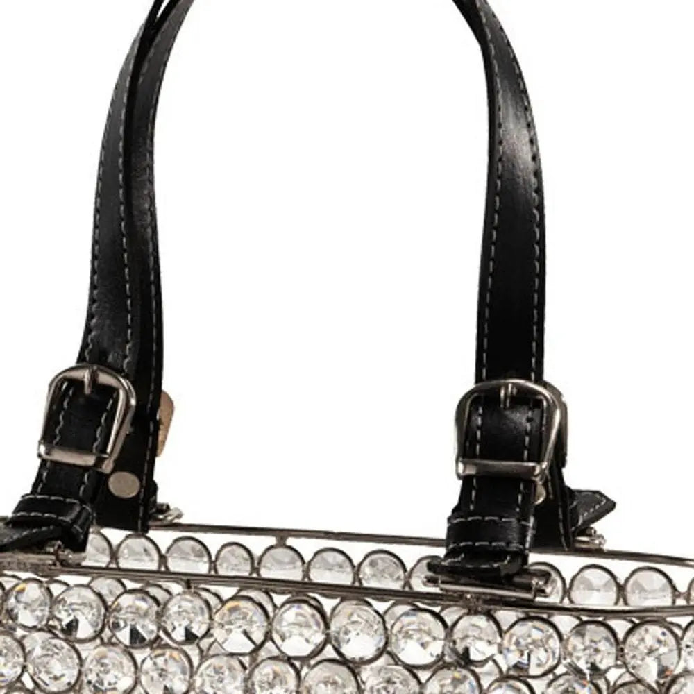 11" Black And Silver Crystals And Metal Magazine Holder - NOBLE HOME INTERIORS