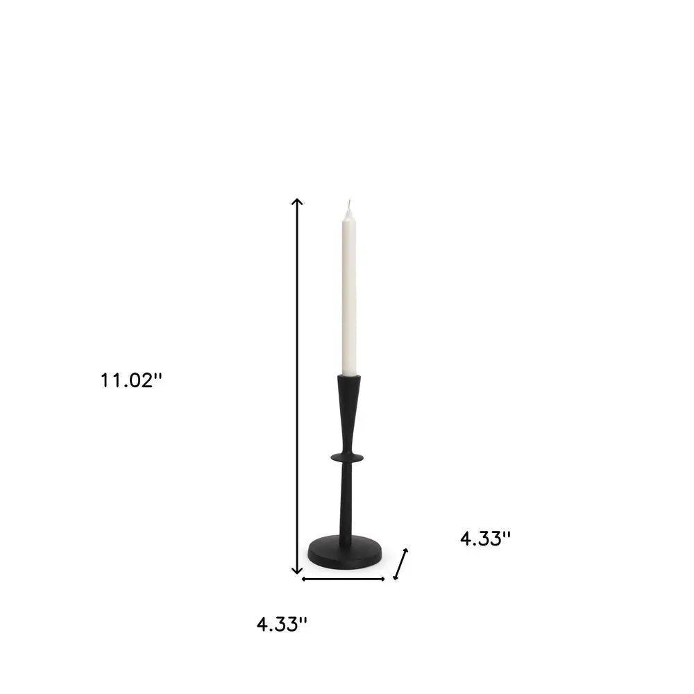 11" Black Metal Tabletop Taper Candlestick - NOBLE HOME INTERIORS