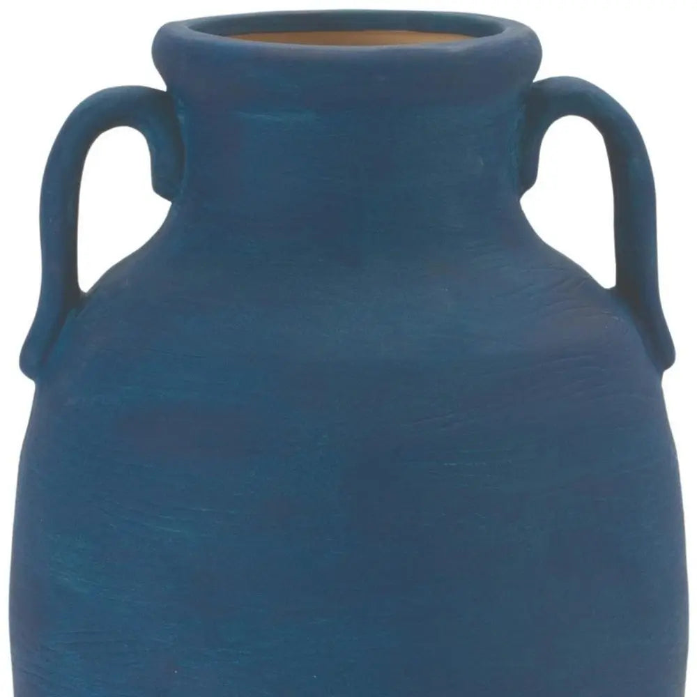 11" Blue Round Ceramic Urn - NOBLE HOME INTERIORS