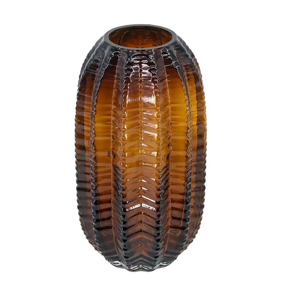 11" Burnt Umber Round Glass Table Vase - NOBLE HOME INTERIORS