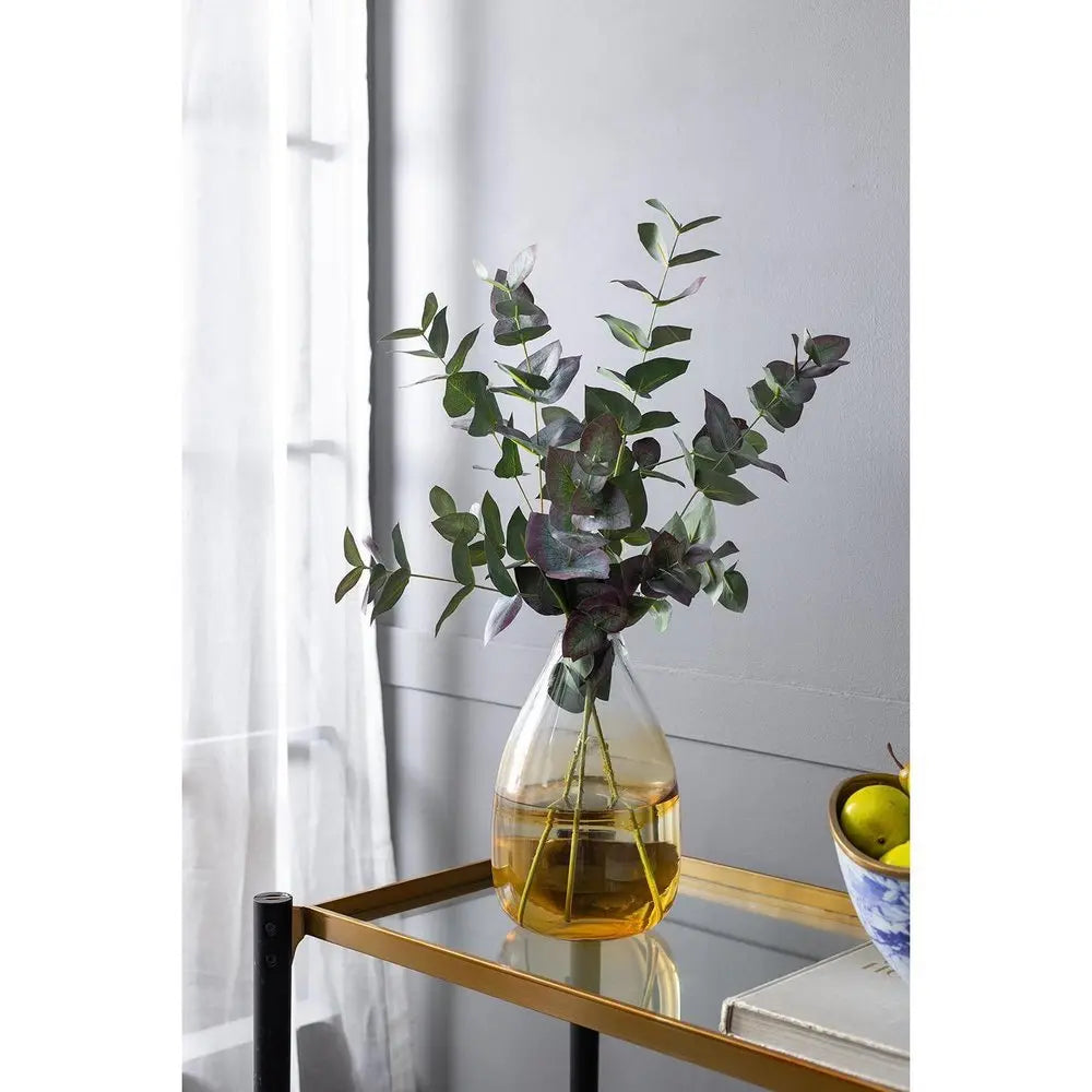 11" Clear And Amber Ombre Glass Round Table Vase - NOBLE HOME INTERIORS