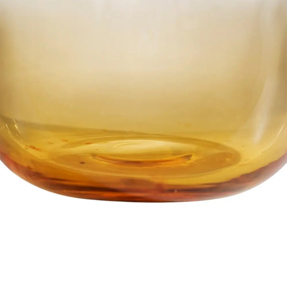 11" Clear And Amber Ombre Glass Round Table Vase - NOBLE HOME INTERIORS